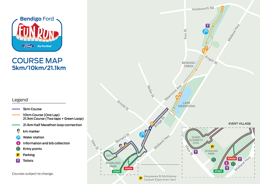 Bendigo Fun Run Map 10km 900 